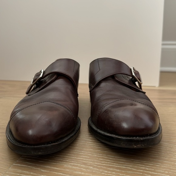 Massimo Matteo Leather Monk Strap Single Buckle Dress Shoes Brown Mens Size 10.5 - Picture 3 of 9